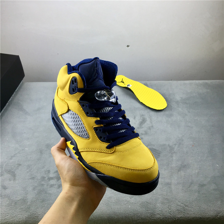 2019 Men Jordan 5 Retro Michigan Yellow Shoes